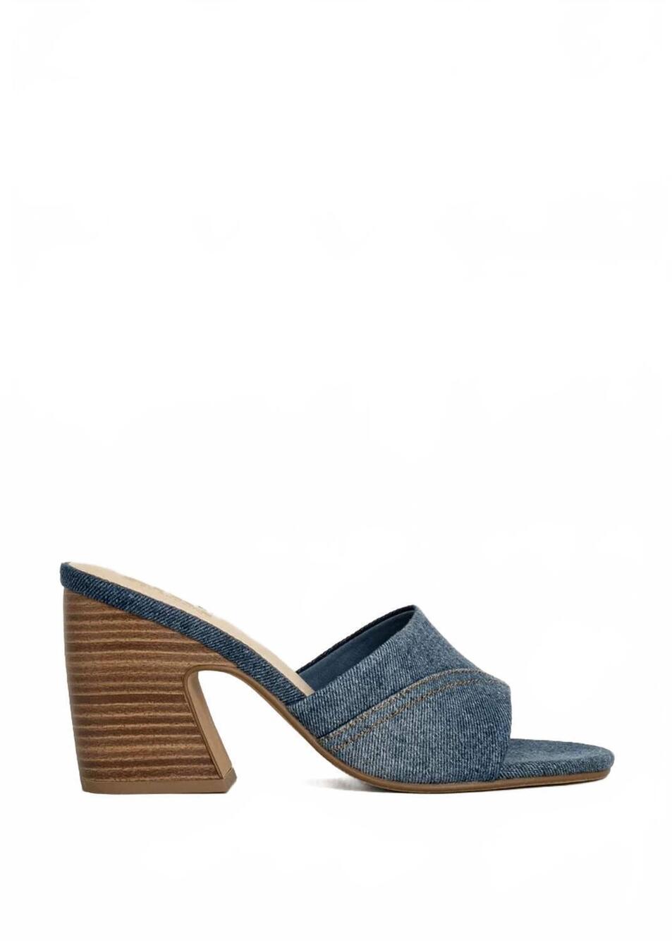 NEW SHU SHOP women's elsy block heel slide sandal in denim